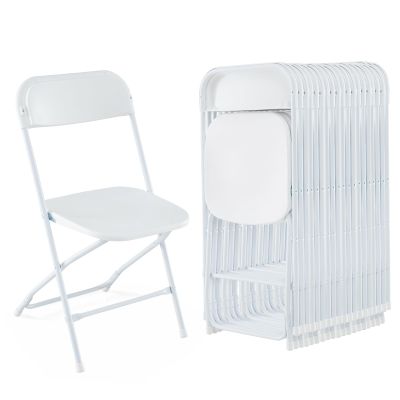 Giantex Folding Chair with Plastic Seat & Back, Heavy-Duty Metal Frame, 770 Lbs Static Capacity, Commercial Seat for Home, Office, Wedding, Party, Picnic, Indoor and Outdoor Events (White, 20 Pack)