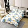 Erosebridal 100% Organic Cotton Cartoon Elephant Full Duvet Cover,Kawaii Blue Elephant Comforter Cover,Yellow Floral Flowers Leaf Bedding Set,Cute Woodland Safari Animal Quilt Cover,Soft Warm view 2