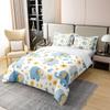 Erosebridal 100% Organic Cotton Cartoon Elephant Full Duvet Cover,Kawaii Blue Elephant Comforter Cover,Yellow Floral Flowers Leaf Bedding Set,Cute Woodland Safari Animal Quilt Cover,Soft Warm view 3
