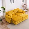 Corduroy Sectional Couch, 84 Width Oversize Loveseat Sofa, Comfy Plush Cloud Couch Lounge Chair with Ottomans and 2 Pillows for Small Spaces, Living Room, Bedroom, Office Easy to Install (Yellow) view 1