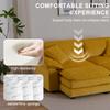 Corduroy Sectional Couch, 84 Width Oversize Loveseat Sofa, Comfy Plush Cloud Couch Lounge Chair with Ottomans and 2 Pillows for Small Spaces, Living Room, Bedroom, Office Easy to Install (Yellow) view 4