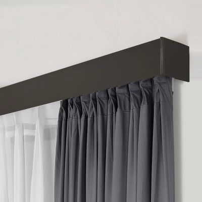 Blazea Wall Mount Curtain Track Box, Custom Length Curtain Track with Valance, Silent Sliding Double Curtain Rails for Living Room Apartment(Black,270cm (8.9ft))