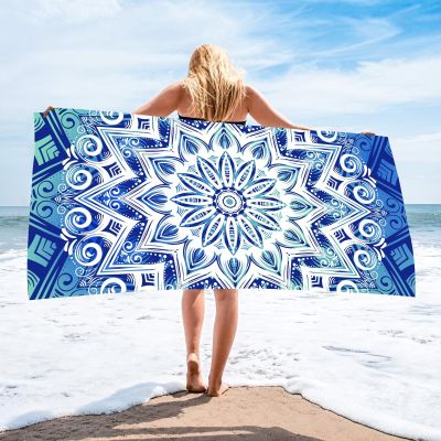 HomeLoft Basics Microfiber Lightweight Thin Beach Towel Sand Free Quick Dry Super Absorbent Large Towels 55.1x27.5in Swimming Pool Camping Beach Printed Bath Towel (002), STJ-002-15