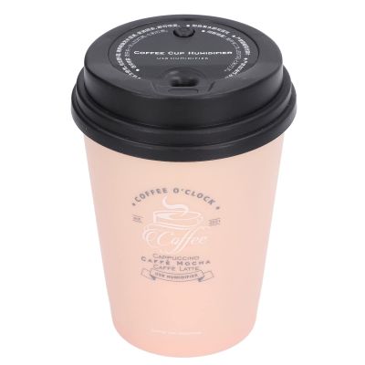 USB Humidifier 300ml Coffee Cup Low Noise Auto Off Compact Lightweight Space Saving Mini Humidifier for Car Home Office (Pink)