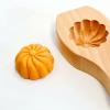 xbiez Carved Round Wooden Mould 3D Flower Pattern Eco-Environmental Baking Decoration Tools Cake Mould Round Gift for Family view 3