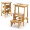 Giantex Folding 3 Tier Step Ladder, Multipurpose 3-in-1 Wood Step Stool with Anti-Slip, Convenient Handle, Display Ladder and Storage Shelf for Library, Home Kitchen, Household Work, Garage (Natural) view 1