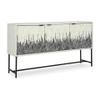 Signature Design by Ashley Freyton Urban Strip Patterned 3-Door Distressed Accent Cabinet with 2 Shelves and Cord Management, White & Gray view 1