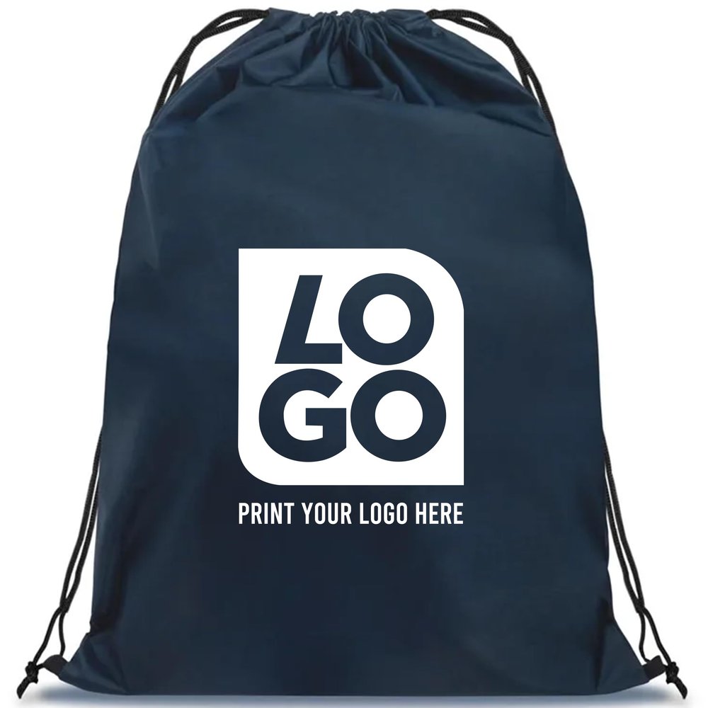 USMG Custom Drawstring Nylon Tote Bag with One-Color Imprint Personalized Logo or Design for Promotional Events