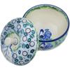 Polmedia Polish Pottery Apple Shaped Jar UNIKAT - Blue Rooster Pattern Handmade in Boleslawiec Poland by Ceramika Artystyczna + Certificate of Authenticity view 2