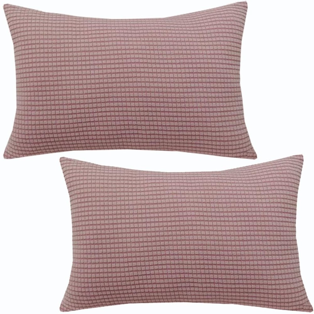 ZZDZW Sofa Throw Pillow Covers 12x20/18x18 Inch Corduroy Decorative Soft Striped Solid Pillow Covers Lumbar Cushion Case Couch Pillowcases for Sofa Bed Home Decorative(Huma Pink,60x80 cm (Set of 2))