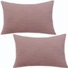 ZZDZW Sofa Throw Pillow Covers 12x20/18x18 Inch Corduroy Decorative Soft Striped Solid Pillow Covers Lumbar Cushion Case Couch Pillowcases for Sofa Bed Home Decorative(Huma Pink,60x80 cm (Set of 2)) view 1