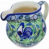 Polmedia Polish Pottery Creamer UNIKAT - Blue Rooster Pattern Handmade in Boleslawiec Poland by Ceramika Artystyczna + Certificate of Authenticity view 2