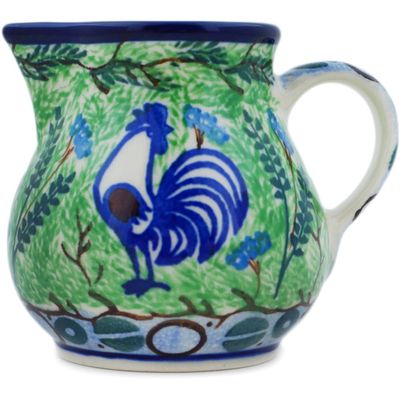 Polmedia Polish Pottery Creamer UNIKAT - Blue Rooster Pattern Handmade in Boleslawiec Poland by Ceramika Artystyczna + Certificate of Authenticity