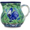 Polmedia Polish Pottery Creamer UNIKAT - Blue Rooster Pattern Handmade in Boleslawiec Poland by Ceramika Artystyczna + Certificate of Authenticity view 1