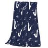 Juiimr Music Notes Saxophones Blanket Soft Lightweight Throw for Bedding Room Travel Office Decor 40""x30"", Black view 3