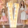 Pooqla 4 FT Marquee Light Up Letters, Marquee Letter Lights 4 Feet Tall, Giant Letter Sign Big Mosaic Letters for Balloons Birthday Party Anniversary Wedding Decorations, Warm White Letter V view 1
