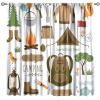 Adventure Curtains for Kitchen, Camping Equipment Sleeping Bag Boots Campfire Shovel Hatchet Print Window Drapes for Farmhouse Bedroom Cafe Decor, 72" W X 63" L, Blackout view 1