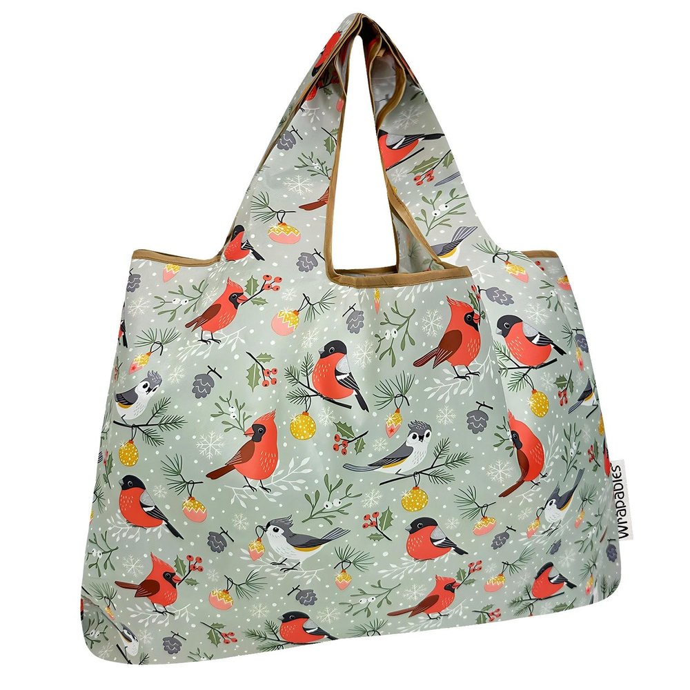 allydrew Large Foldable Tote Nylon Reusable Grocery Bags, Cardinals