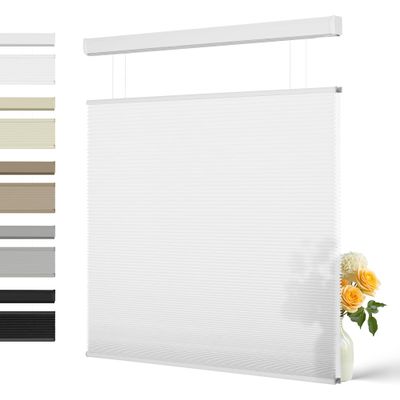 BERISSA Top Down Bottom Up Light Filtering Cellular Shades,Cordless Honeycomb Blinds for Windows,Window Blinds with Thermal Insulated UV Protection. Easy to Install. White. 48.5" W x 36" H