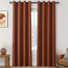 Grommet Terracotta 100% Blackout Linen Curtains 84 inches Long for Bedroom Full Light Blocking Thermal Insulated Black Out Curtain Panels 84 Inch Length Energy Saving Room Darkening White Backing view 1
