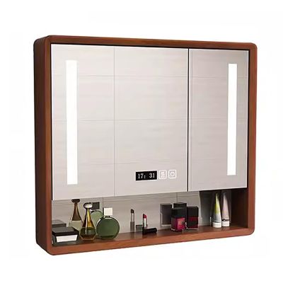 CMYAOYC Bathroom Wall Cabinet Medicine Cabinet, Wall Mounted Bathroom Mirror with Storage, Illuminated Led Bathroom Mirror Cabinet with 2 Doors, Laundry Living Room(80 * 80 * 14cm/31 * 31 * 5in)