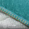decorUhome Spring Chenille Soft Cozy Throw Pillow Covers 16x16 Set of 2, Modern Farmhouse Boho Velvet Decorative Pillow Cases with Stitched Edge for Couch Sofa Bed Home Decor, Turquoise view 4
