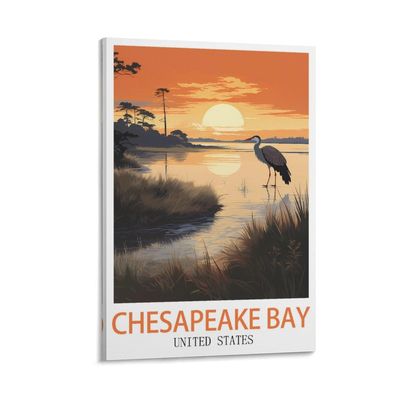 FUADDGG Chesapeake Bay United States Vintage Travel Poster 16x24inch(40x60cm) Canvas Art Poster And Wall Art Picture Print Modern Family Bedroom Decor Posters