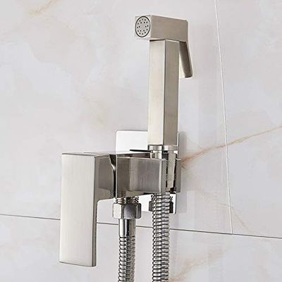 DAHSLNWKN Vintage Faucet and Accessories -Faucet Brass Shower Tap Washer Mixer Cold Hot Water Mixer Crane Square Shower Sprayer Head Tap Toilet Faucets -(Chrome Polish)