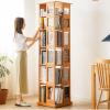 Multi-Layer Rotating Bookshelf, Wooden 360 Invisible Universal Wheel Rotating Bookcase, Movable Open Independent Storage Storage Rack, Suitable for Bedroom, Living Room(Wood,5 Layers) view 2