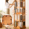Multi-Layer Rotating Bookshelf, Wooden 360 Invisible Universal Wheel Rotating Bookcase, Movable Open Independent Storage Storage Rack, Suitable for Bedroom, Living Room(Wood,5 Layers) view 4