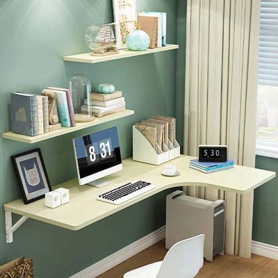 Corner Wall Folding Desk, Folding Desk, Floating Desk, Wall Mounted Folding Computer Table, Wood Foldable Dining Table, Space-Saving (Maple 120 x 60 x 40 cm/47 x 24 x 16 inches)