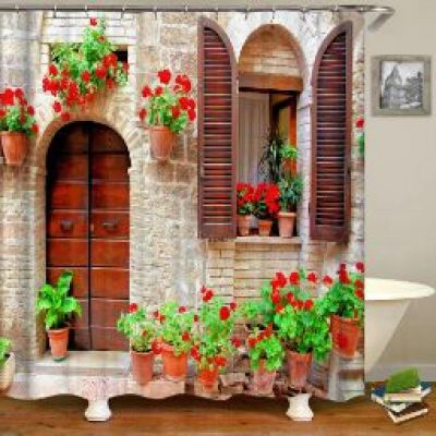 HNLYM Garden Flowers Scenery Shower Curtains Extra Long Bath Curtain Waterproof Bathroom Home Decor Washable Fabric Bathroom 71x71in-180x180cm/WxH Bathroom Shower Curtain