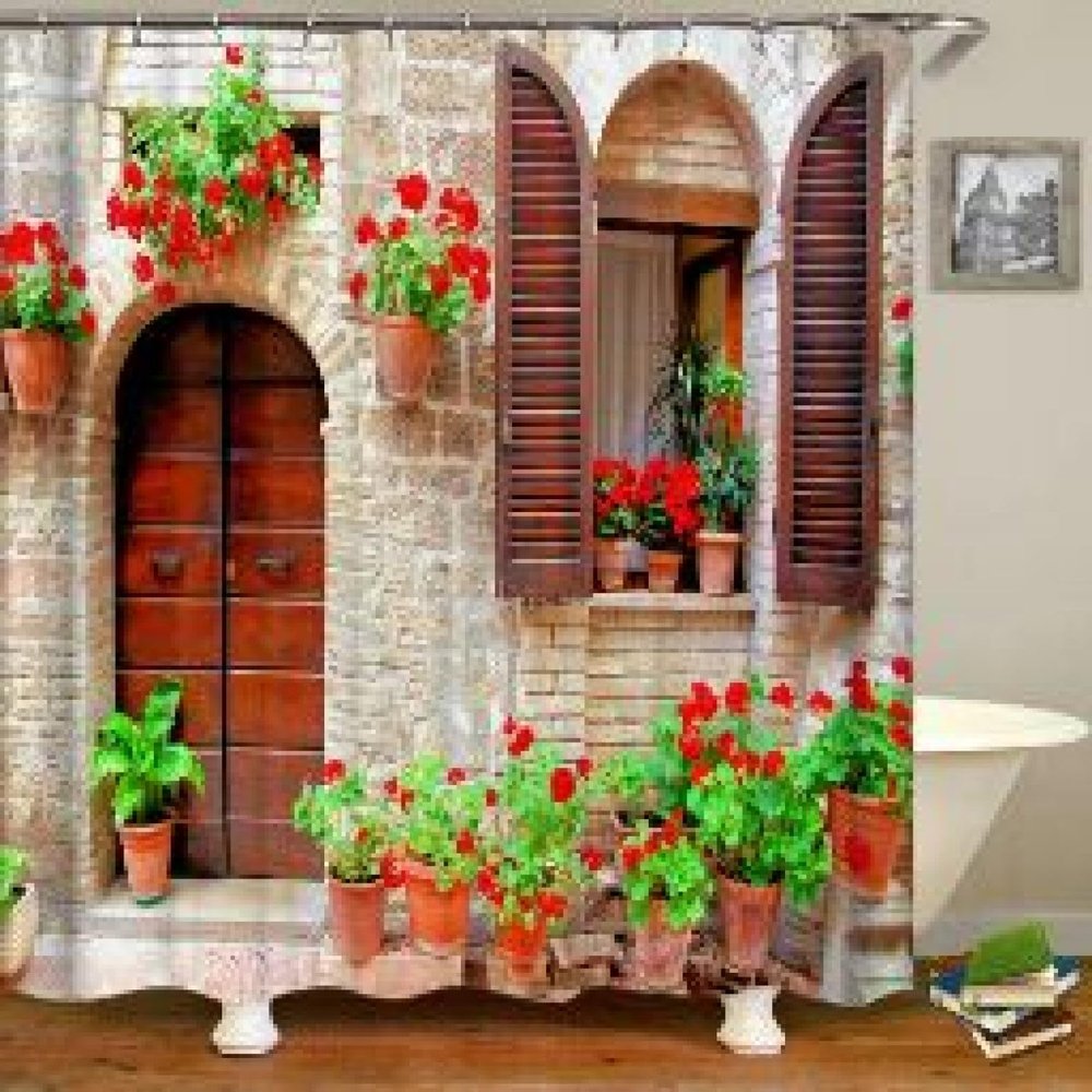HNLYM Garden Flowers Scenery Shower Curtains Extra Long Bath Curtain Waterproof Bathroom Home Decor Washable Fabric Bathroom 71x71in-180x180cm/WxH Bathroom Shower Curtain
