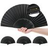 280 Packs Custom Handheld Folding Fans Printed in Gold Ink Women Personalized Black Hand Fans Bulk for Guests Church Wedding Party Favors Vintage Fabric bamboo Foldable fan Gift Cosplay Dancing Props view 1