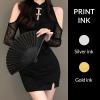 280 Packs Custom Handheld Folding Fans Printed in Gold Ink Women Personalized Black Hand Fans Bulk for Guests Church Wedding Party Favors Vintage Fabric bamboo Foldable fan Gift Cosplay Dancing Props view 3