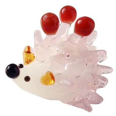 Miniature blown glass figurines Small animals Handmade Hedgehog Home decor Crafts Living Room tabletop Crystal figurines Collectible Gift (Pink)