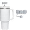 1Pc Grey Straw Cover, Cute Bow Covers Cap Toppers for Stanley Cup,10mm Silicone Fits For Stanley 30&40 Oz Tumbler, Kids Themed Party Decoration, Drinking Straw Dispensers (JLY035) view 1