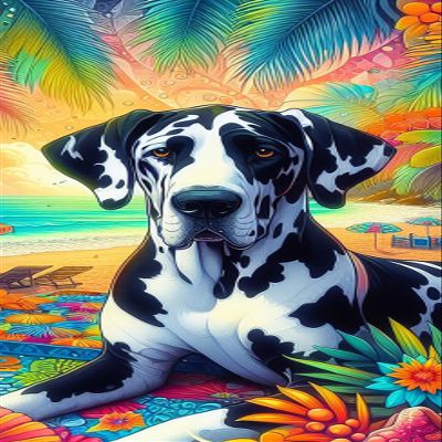 Best of Breed Great Dane Harlequin Uncropped DCR 100% Poly Velour Micro Fiber Beach Towel Quick Dry 30" x 60"