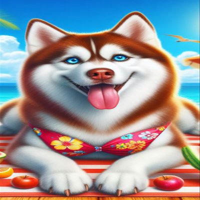 Best of Breed Siberian Husky Red DCR 100% Poly Velour Micro Fiber Beach Towel Quick Dry 30" x 60"