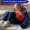 ComfortSpa Reading Pillow for Kids Teens Adult, Back Rest Pillow with Arms, Pockets, Washable Cover; Use as Back Pillow for Bed Sitting Up for Bedrest, Relief from GERD Heartburn (Standard Blue) view 3