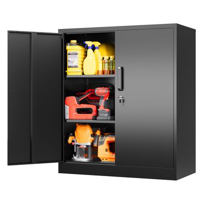 SISESOL 36 inch Metal Storage Cabinet with Doors and Shelves,Small Black Locking Garage Cabinet,Lockable Short Steel Cabinets for Home,Office,Shop,Garage