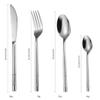 IFAJOOR Flatware Silverware Set, 4/16/24/32/40/48 Pieces Thick Stainless Steel Hammer Point Round Handle Cutlery Set Steak Knife, Fork And Spoon, Tableware Cutlery Set(Silver,1Set-4Pcs) view 2