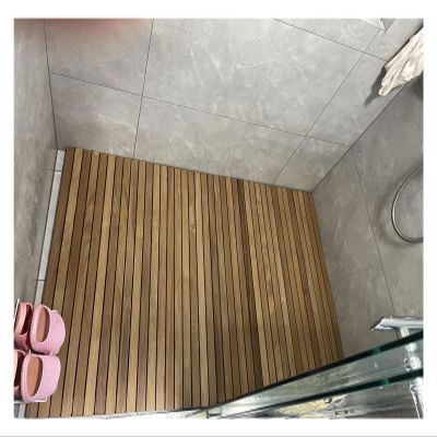 YLLFFLL 30 32 34 35 36 Inch Large Teak Wood Shower Mat for Inside Shower/Outside Shower, Raised Non Slip Floor Mat Slated Platform, Square Rectangle(36x39 in(91.4x99cm))