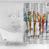Parrots Shower Curtain Set with Hook 48" x 72",Washable Cloth Polyester Fabric Shower+Curtain,Waterproof Bath Curtains for Bathroom,Showers,Bathtubs Bird Tropical Colorful Animal Retro Newspaper view 2