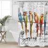 Parrots Shower Curtain Set with Hook 48" x 72",Washable Cloth Polyester Fabric Shower+Curtain,Waterproof Bath Curtains for Bathroom,Showers,Bathtubs Bird Tropical Colorful Animal Retro Newspaper view 4