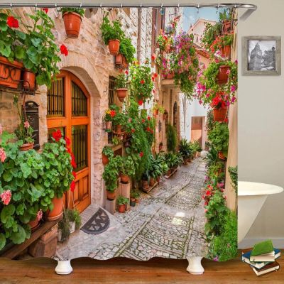 HNLYM Garden Flowers Scenery Shower Curtains Extra Long Bath Curtain Waterproof Bathroom Home Decor Washable Fabric Bathroom 39x71in-100x180cm/WxH Bathroom Curtain