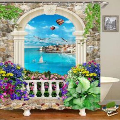 HNLYM Garden Flowers Scenery Shower Curtains Extra Long Bath Curtain Waterproof Bathroom Home Decor Washable Fabric Bathroom 54x60in-138x153cm/WxH Bathroom Shower Curtain