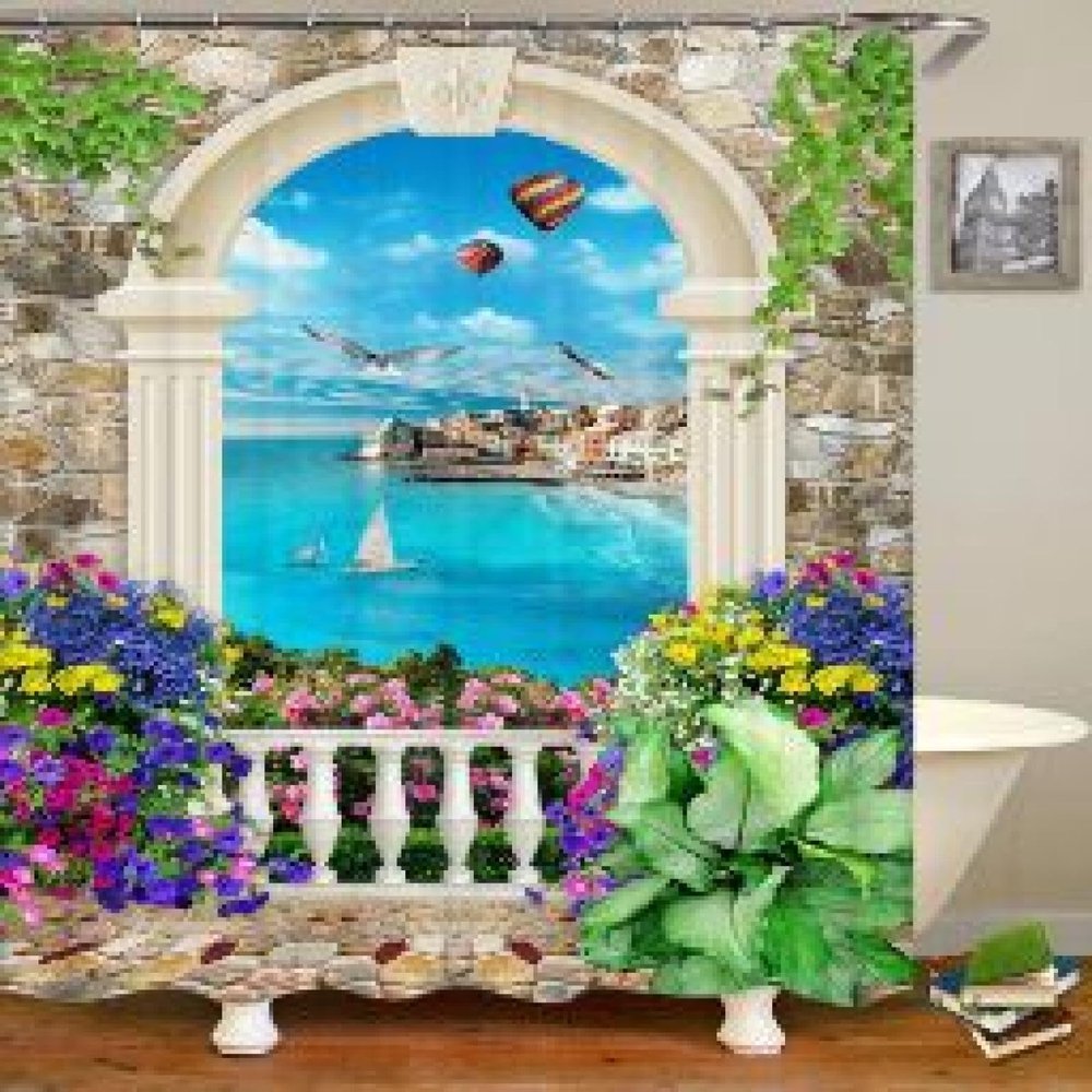 HNLYM Garden Flowers Scenery Shower Curtains Extra Long Bath Curtain Waterproof Bathroom Home Decor Washable Fabric Bathroom 54x60in-138x153cm/WxH Bathroom Shower Curtain