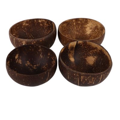 CATIEBYE 4pcs Coconut Shell Bowls Decorative Dessert Bowls for Snacks Home Decor Lightweight Stable Natural Retro Tropical Style for Parties Gatherings