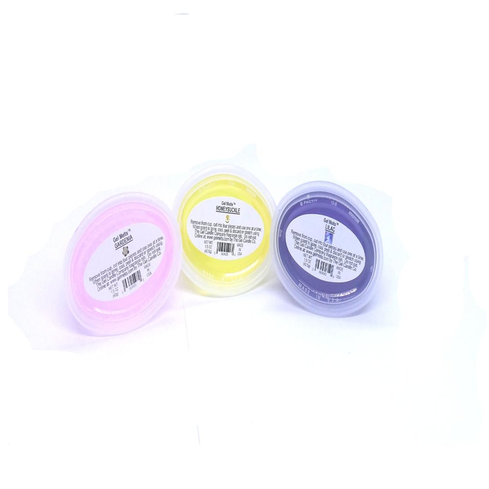 Spring Season Floral Set of 3 Gel Melts Scented Aroma of Gardenia, Honeysuckle and Lilac Gel Wax for Warmers and Burners by The Gel Candle Company Peel, MELT and Enjoy